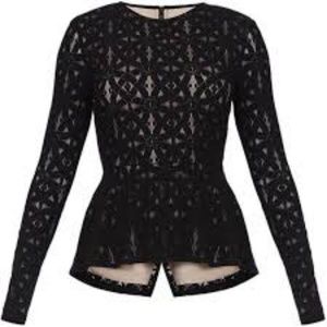 BCBGMAXA Estelle Black Lace Peplum Top NWT